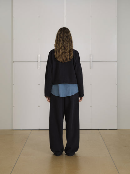 Cotton Twill Curved Pants - Navy 8