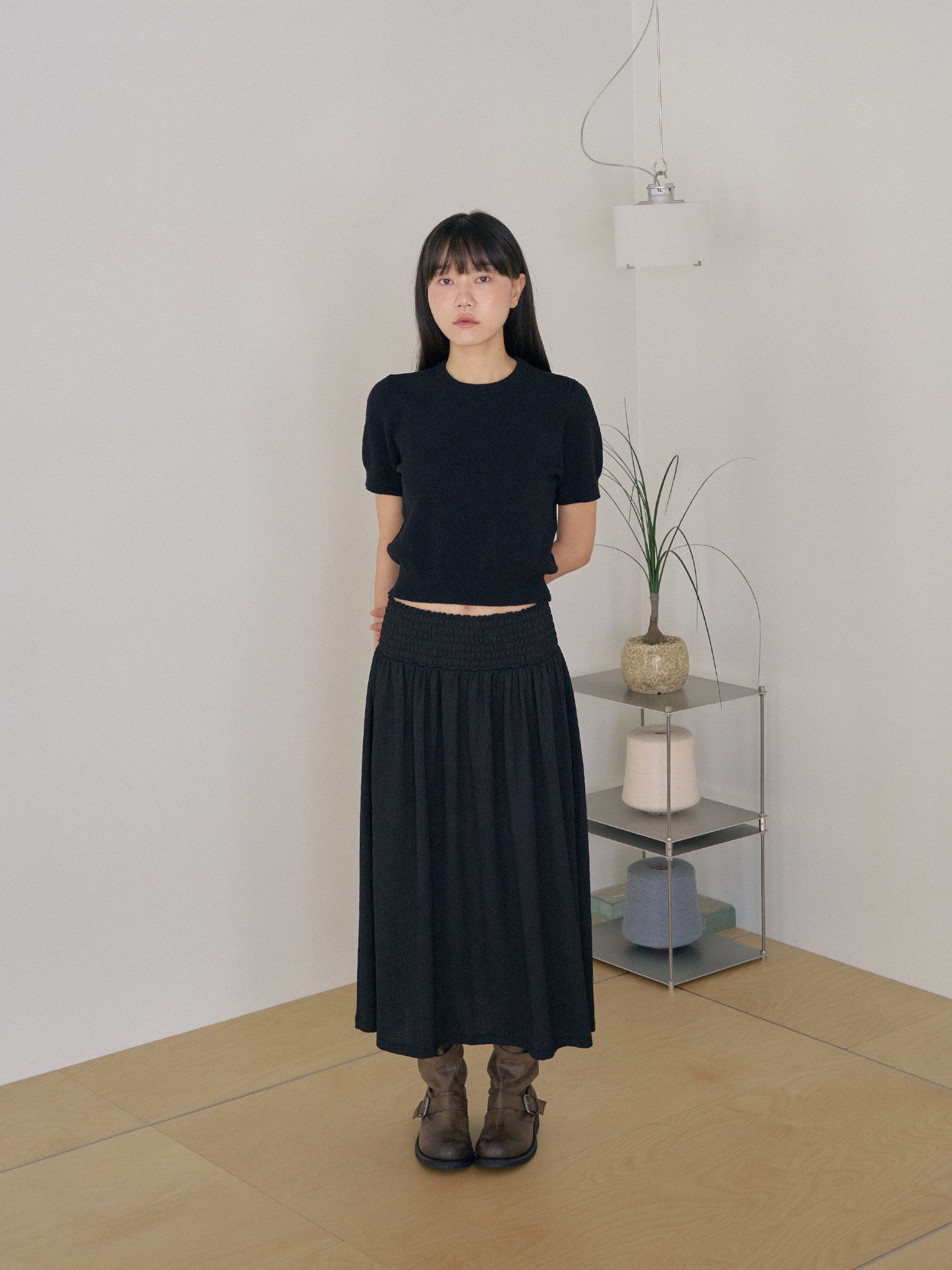 Boucle Round Half Sleeve - Black
