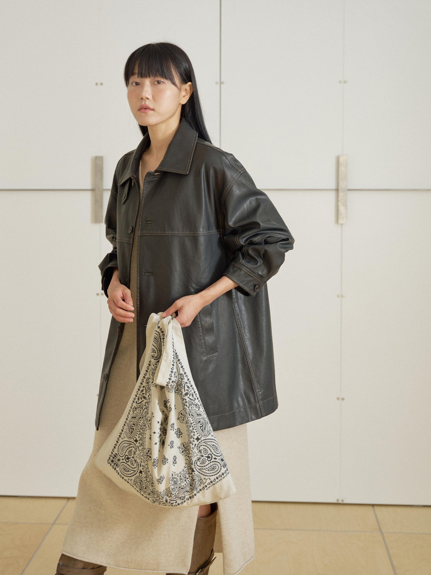 Standard Leather Half Coat – Brown