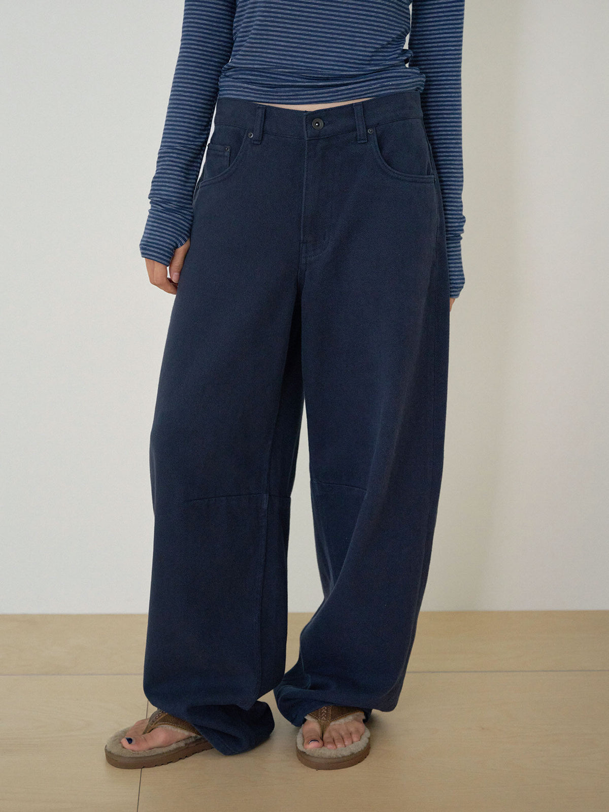 MARAN Cotton Twill Curved Pants - Navy 商品画像16/21