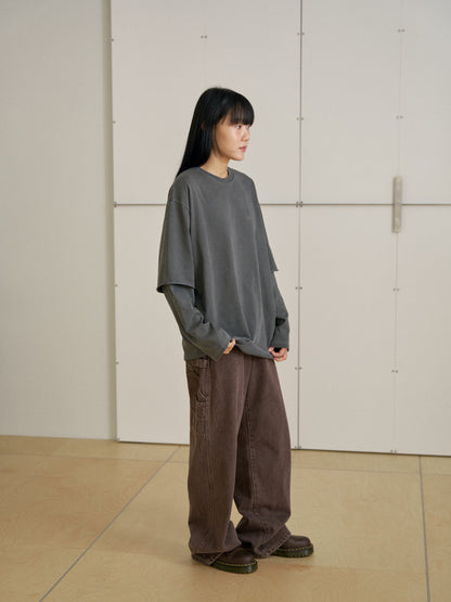 Washed Work Pants - Brown 2