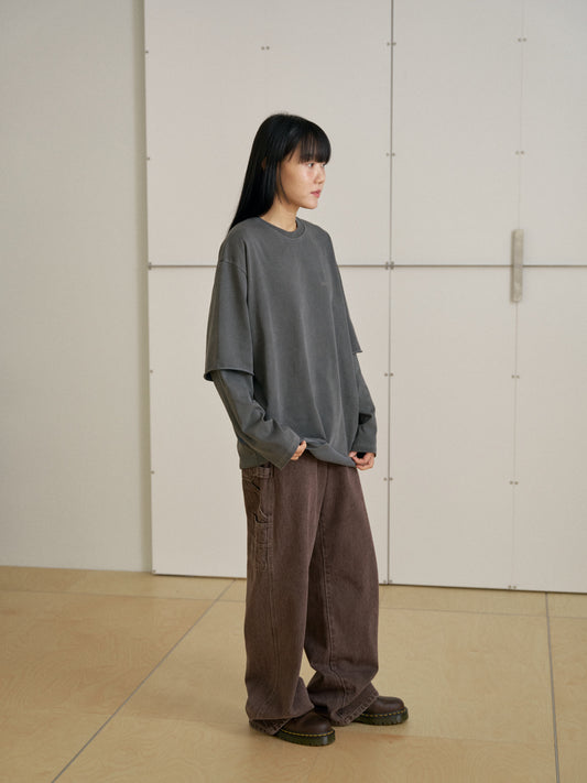 Washed Work Pants - Brown 2