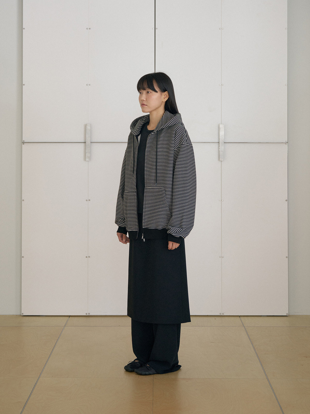 MARAN Stripe Hoodie Zip-up - Black 商品画像15/21