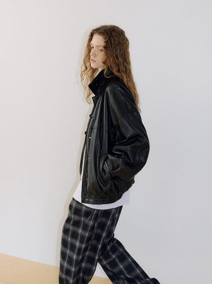 Soft Leather Blouson - Black 1
