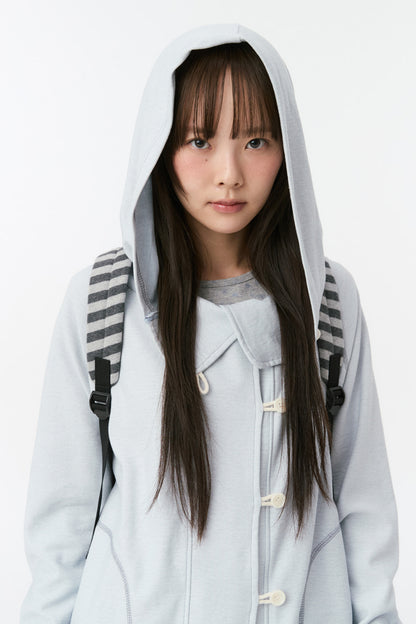 RAGLAN BUTTON HOODED ZIP-UP, SKY BLUE