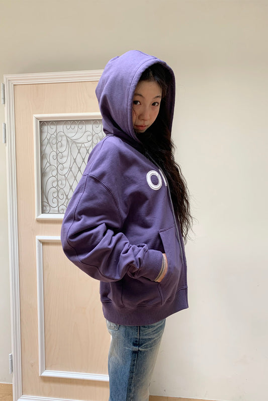 [9/22予約配送] LOGO PATCH HOODED ZIP-UP, PURPLE