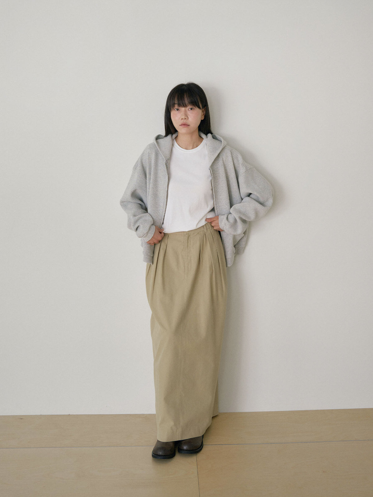 Current Waffle Hoodie Zip-up - Light Gray 9