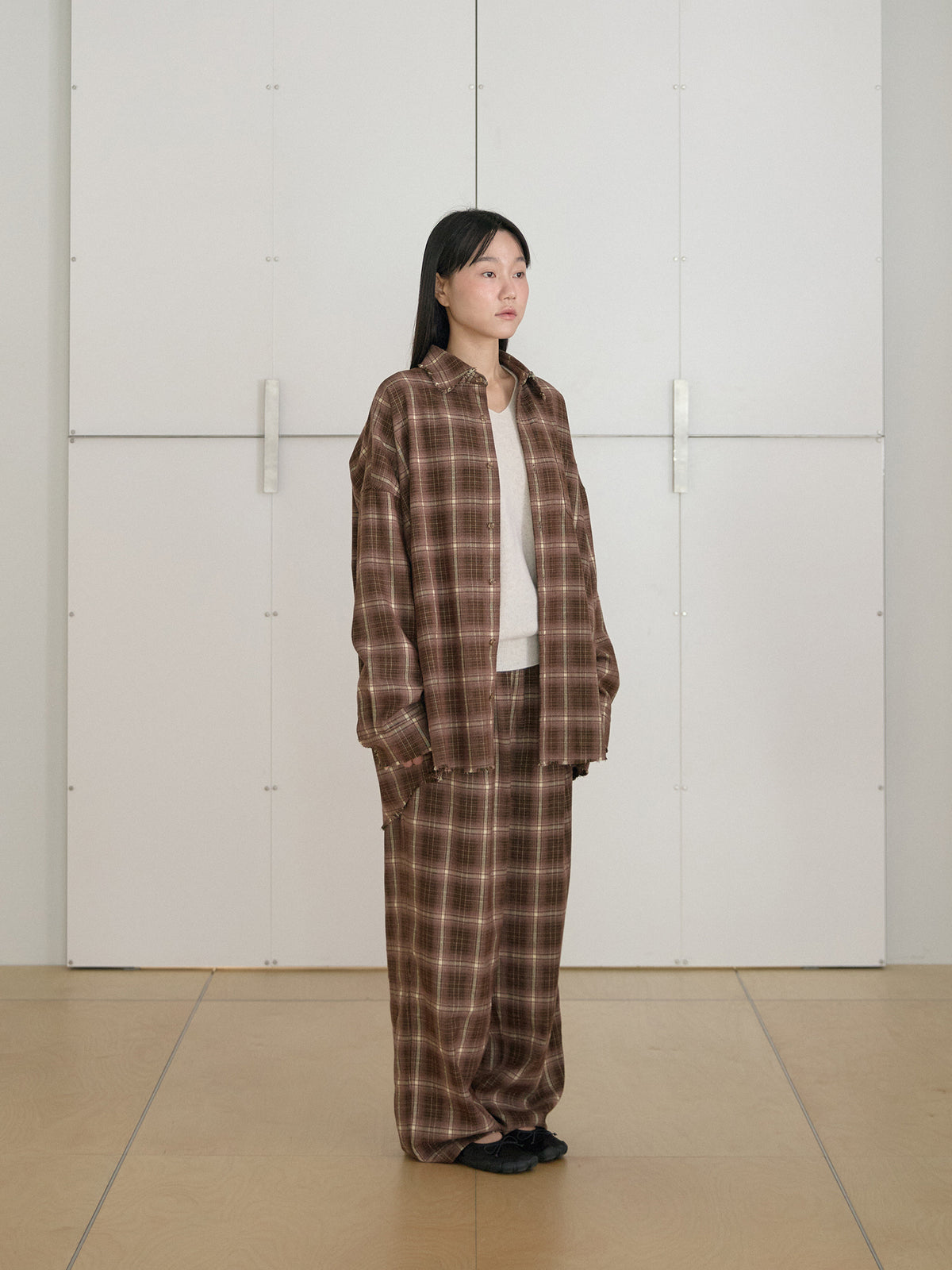 MARAN Fringe Check Shirt - Brown 商品画像21/21