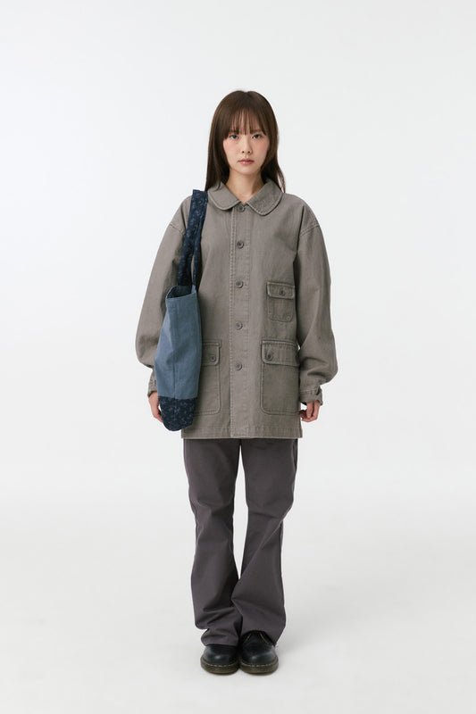 [10/7予約配送] STAR FLORAL WASHED COTTON JACKET, CHARCOAL