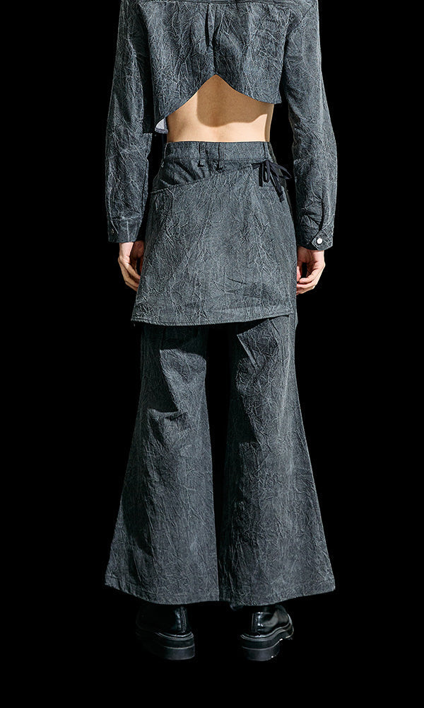 【Reculer レキュリー】Wrinkle Skirt pants Charcoal