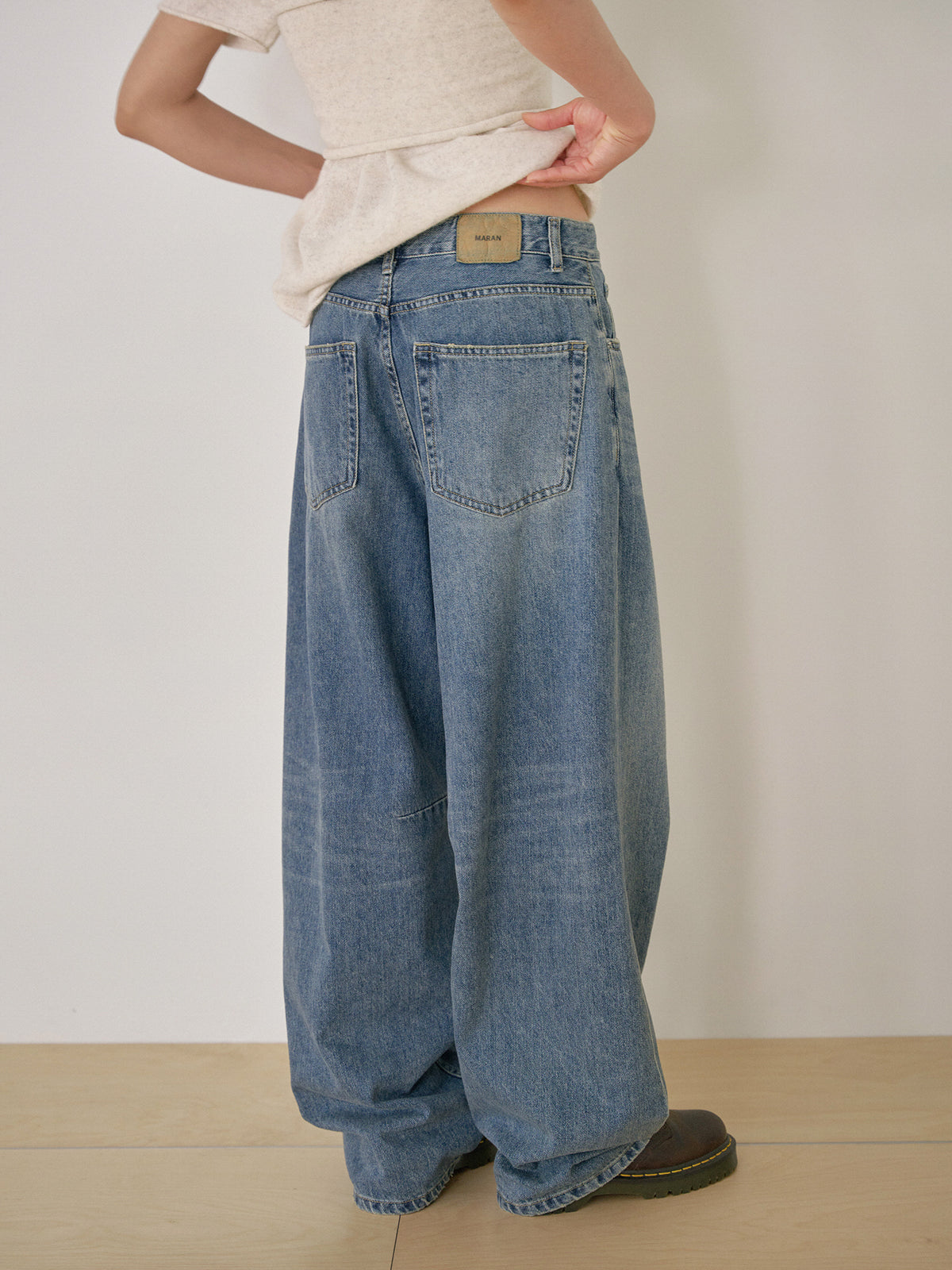 Curved Denim Pants - Indigo 11