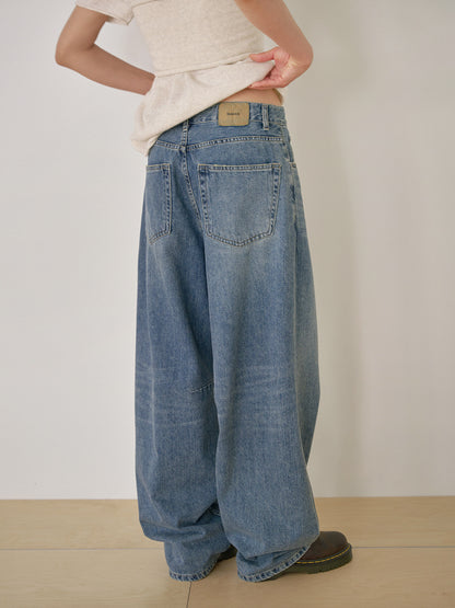 Curved Denim Pants - Indigo 11