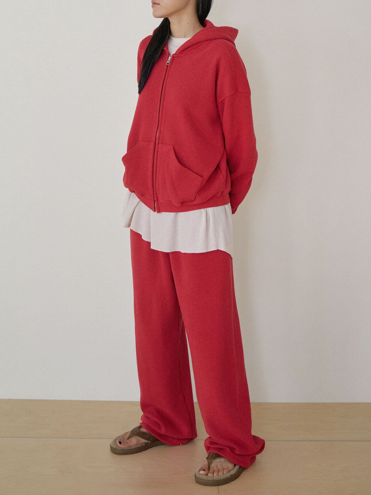MARAN Current Waffle Hoodie Zip-up - Red 商品画像16/21