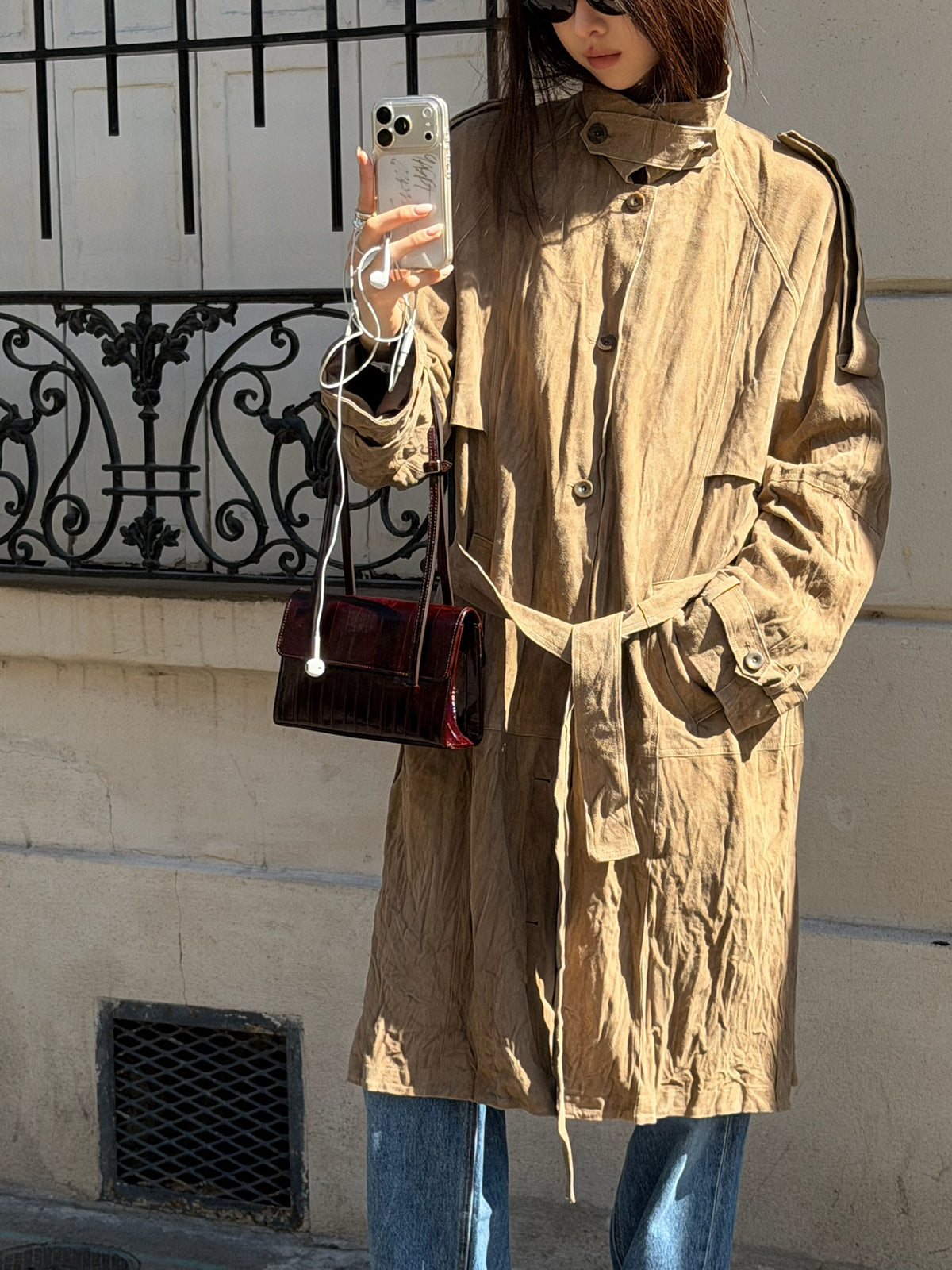 Suede Inkle Trench Coat