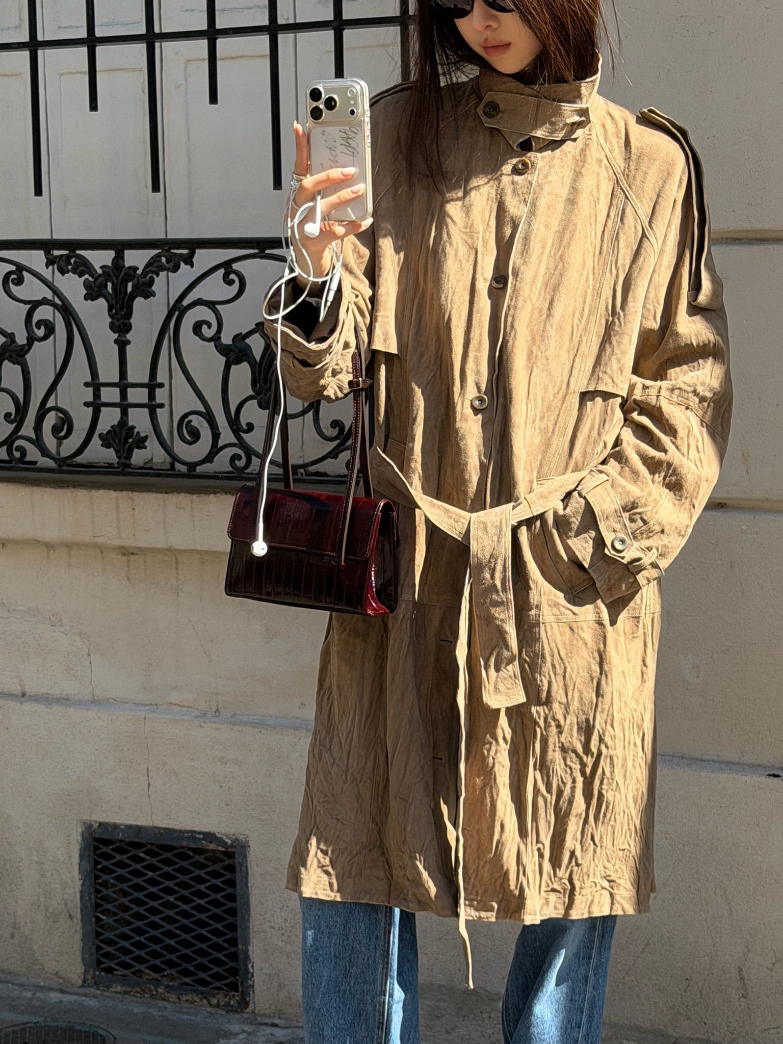 Suede Inkle Trench Coat
