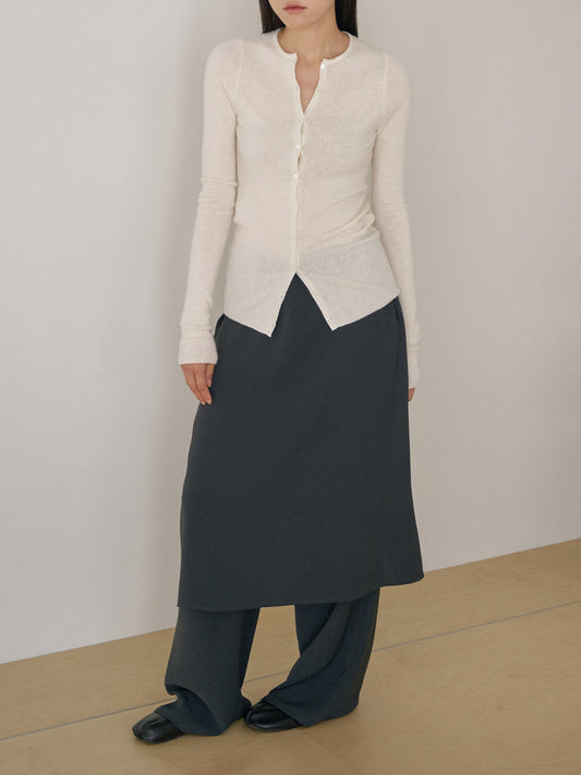 Alpaca Button Cardigan - Ivory 2