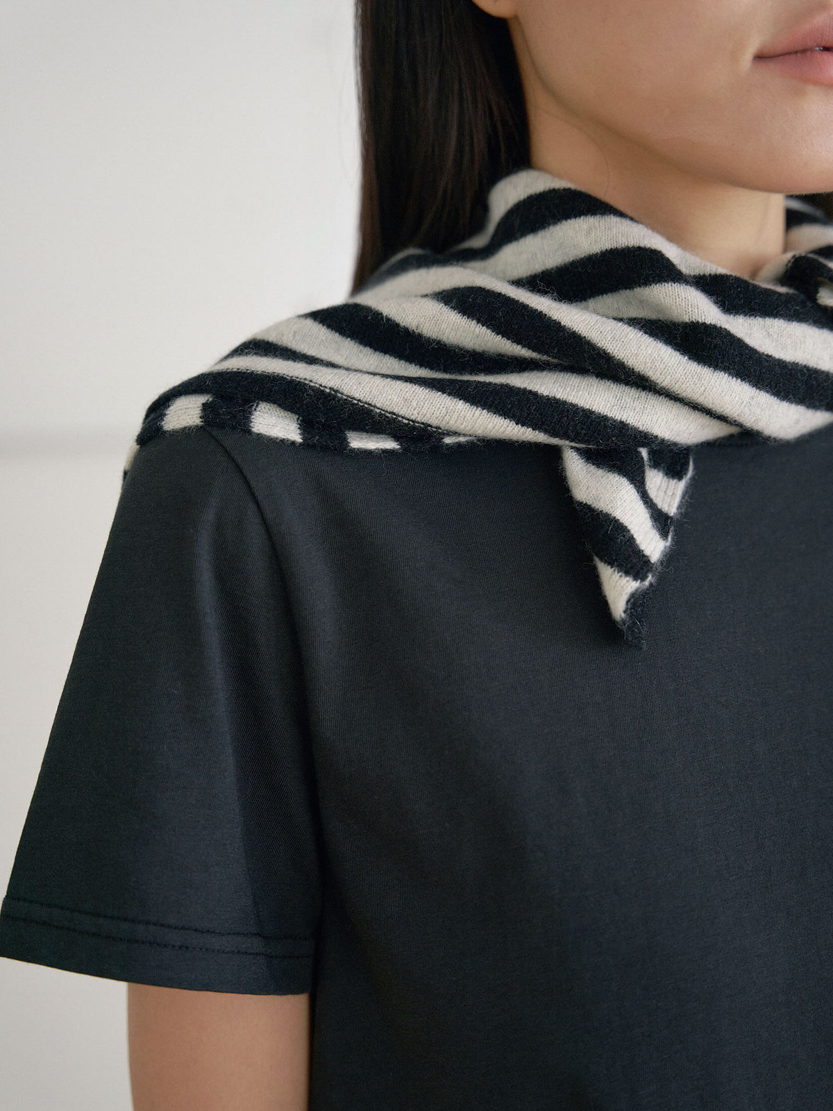 MARAN Stripe Square Scarf - Black 商品画像16/21