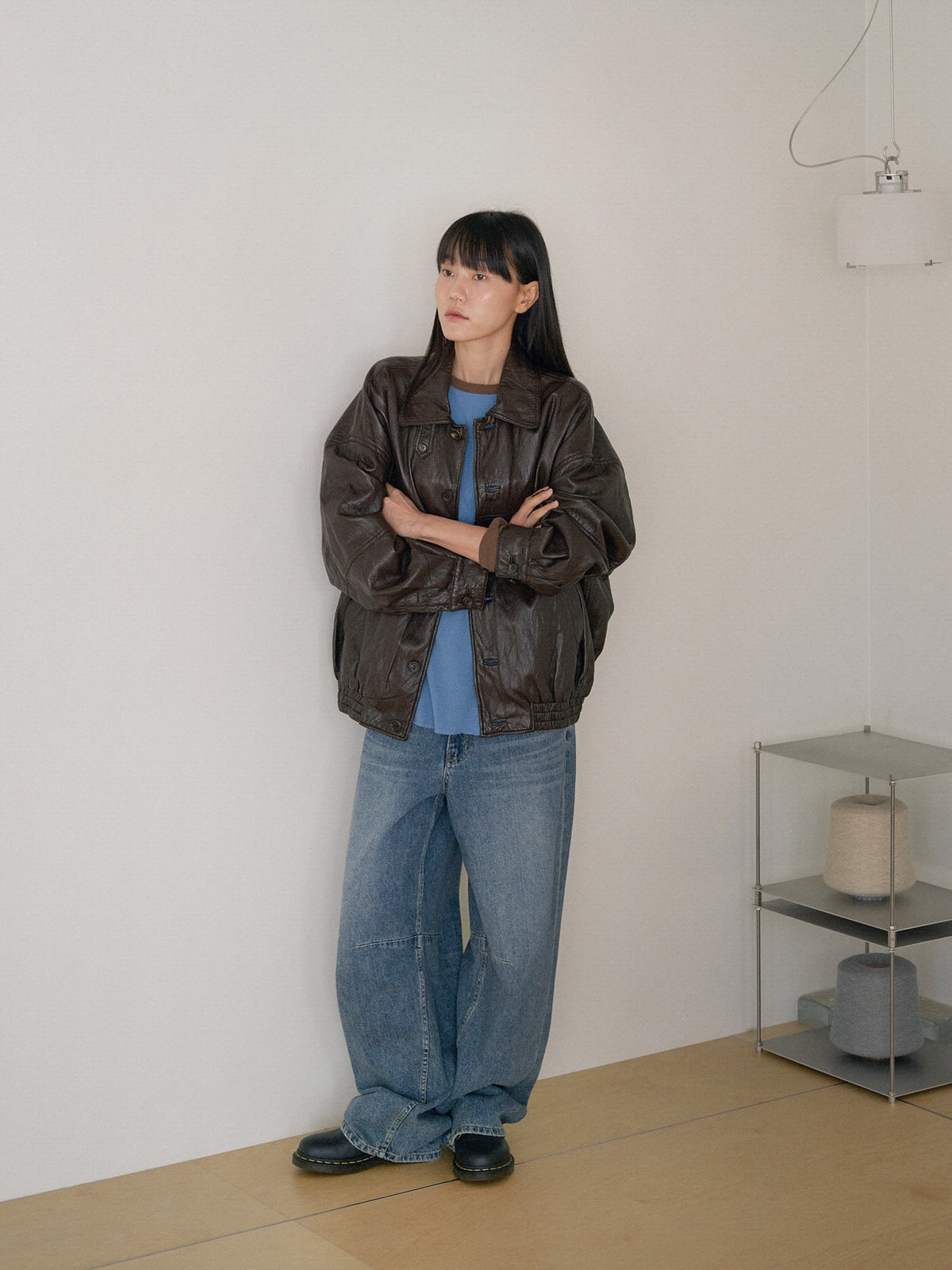 Soft Leather Blouson - Brown 6