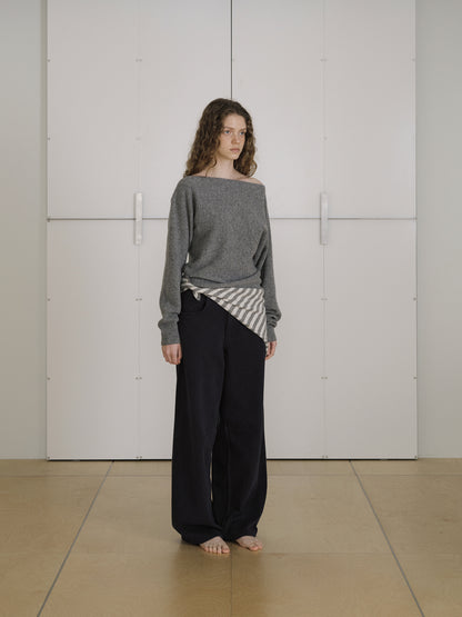 Stripe Square Scarf - Gray 9