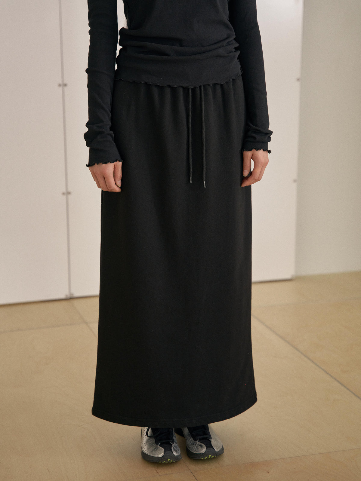 Center Slit Sweat Skirt - Black 8