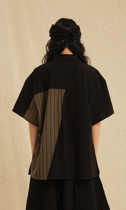 Ethnic Coloring Open Collar Shirts Black (26ss Ver.)