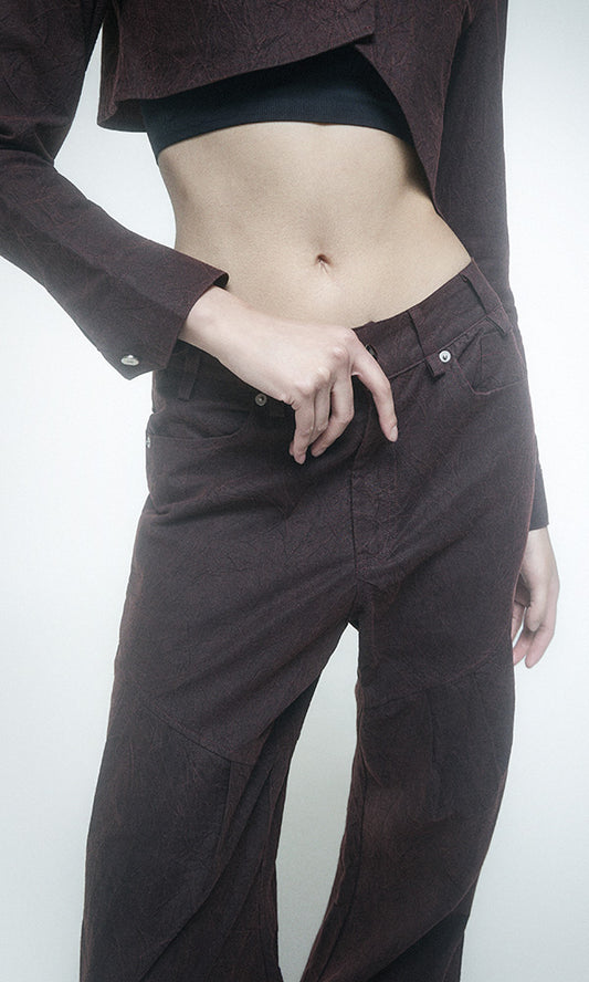 【Reculer レキュリー】Wrinkle Skirt pants Burgundy