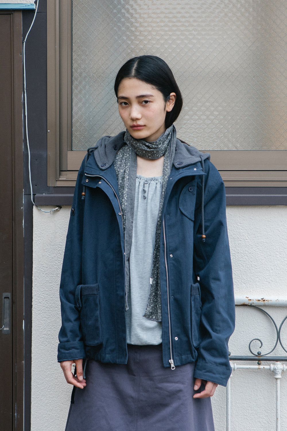 ROUND POCKET FISHTAIL JACKET, NAVY