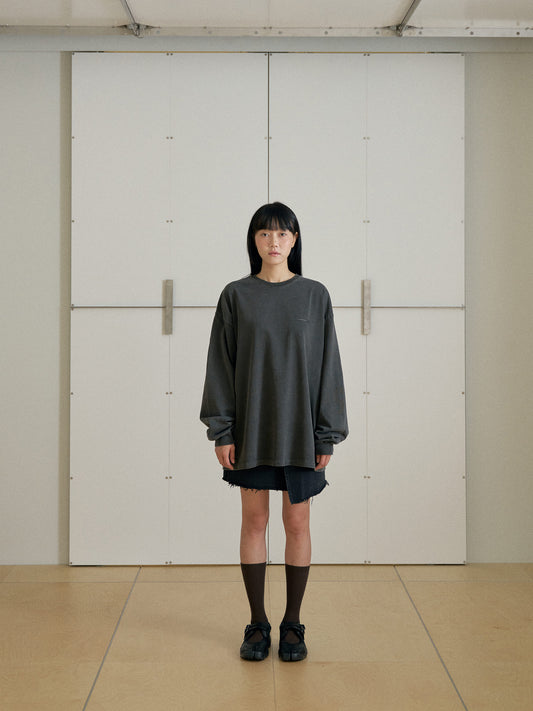 Square Printing Long Sleeve - Charcoal