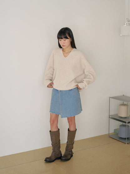 Indigo Denim Wrap Skirt - Indigo 4