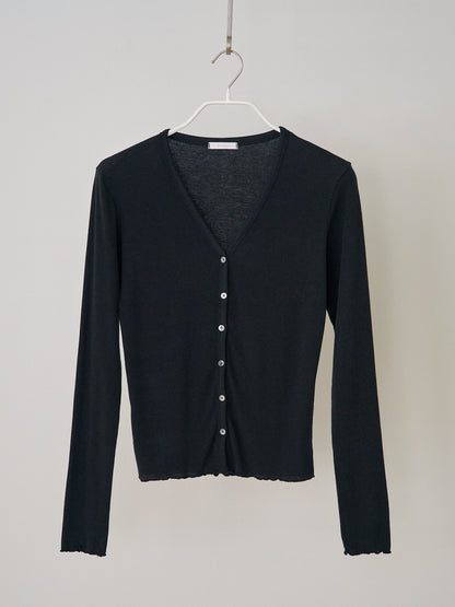 MARAN Wave V-neck Rib Cardigan - Black 商品画像18/21