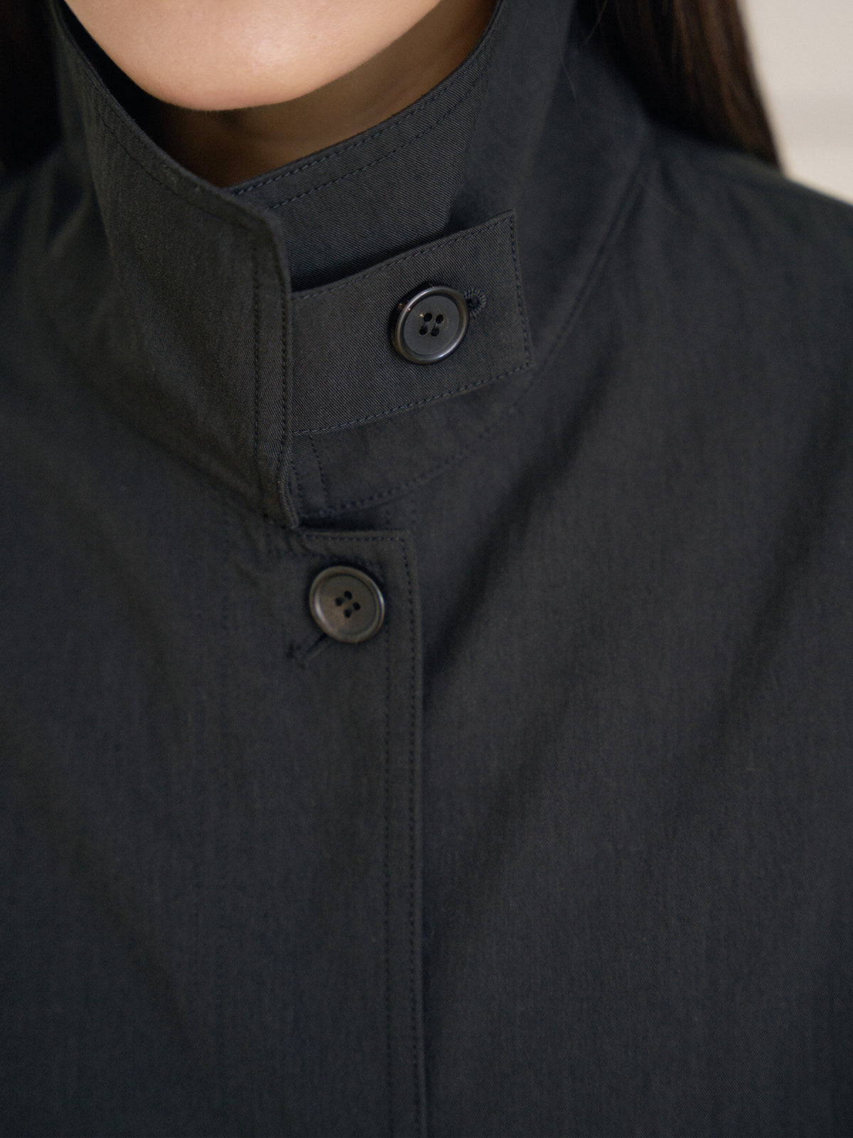 MARAN High Neck Trench Coat - Black 商品画像19/21