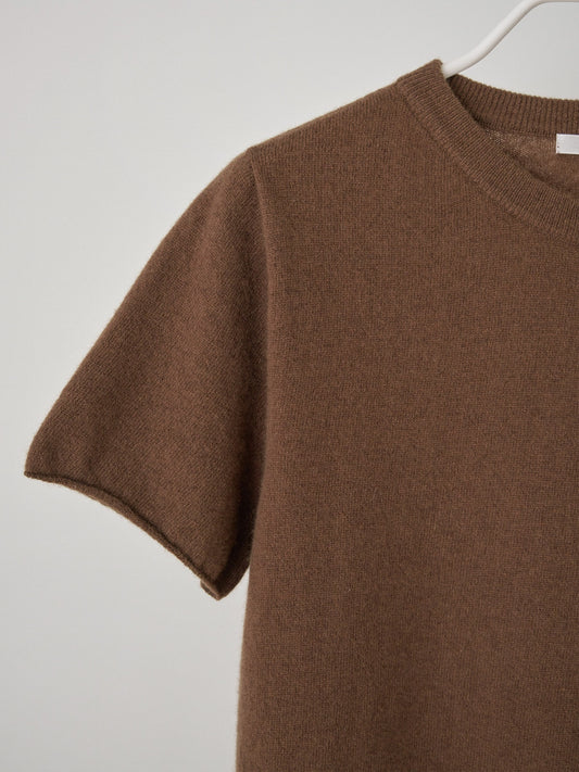 Cutoff Short Sleeve Pullover - Brown 1
