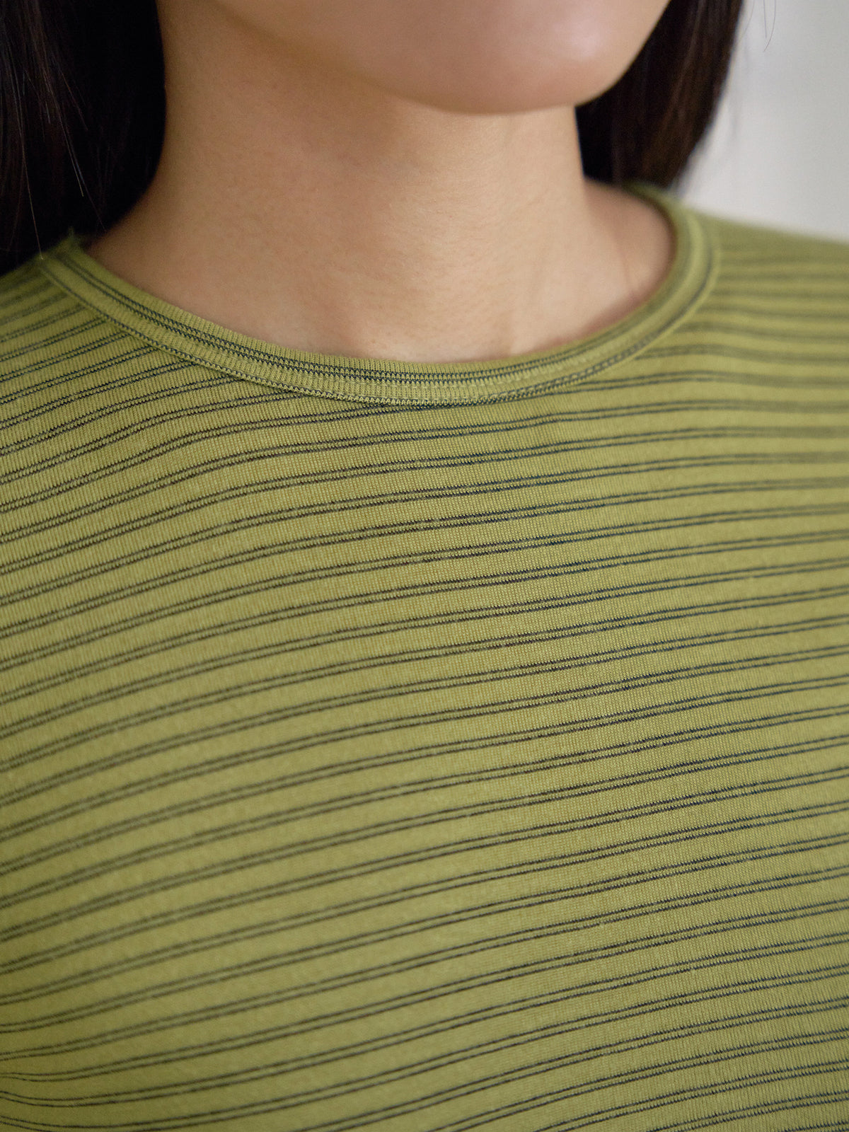Rib Stripe Long Sleeve - Olive 9