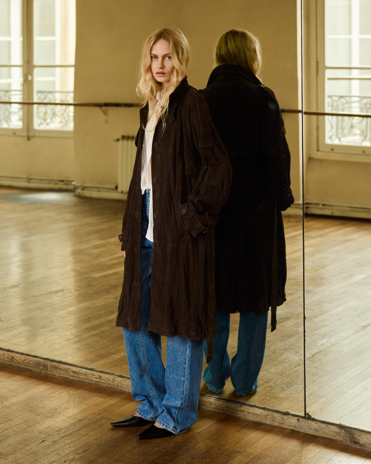 Suede Inkle Trench Coat