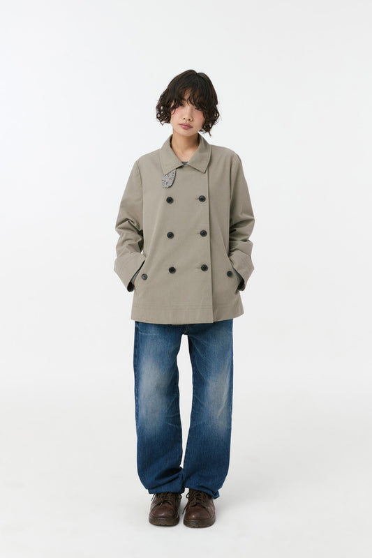 VINTAGE FLORAL HALF COAT, KHAKI