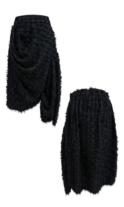 Ethnic drape long skirt Black