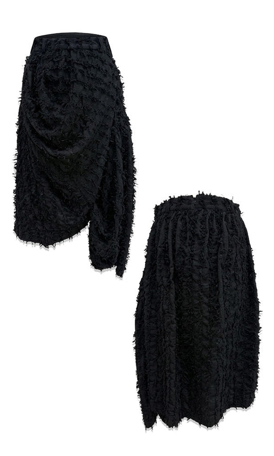Ethnic drape long skirt Black