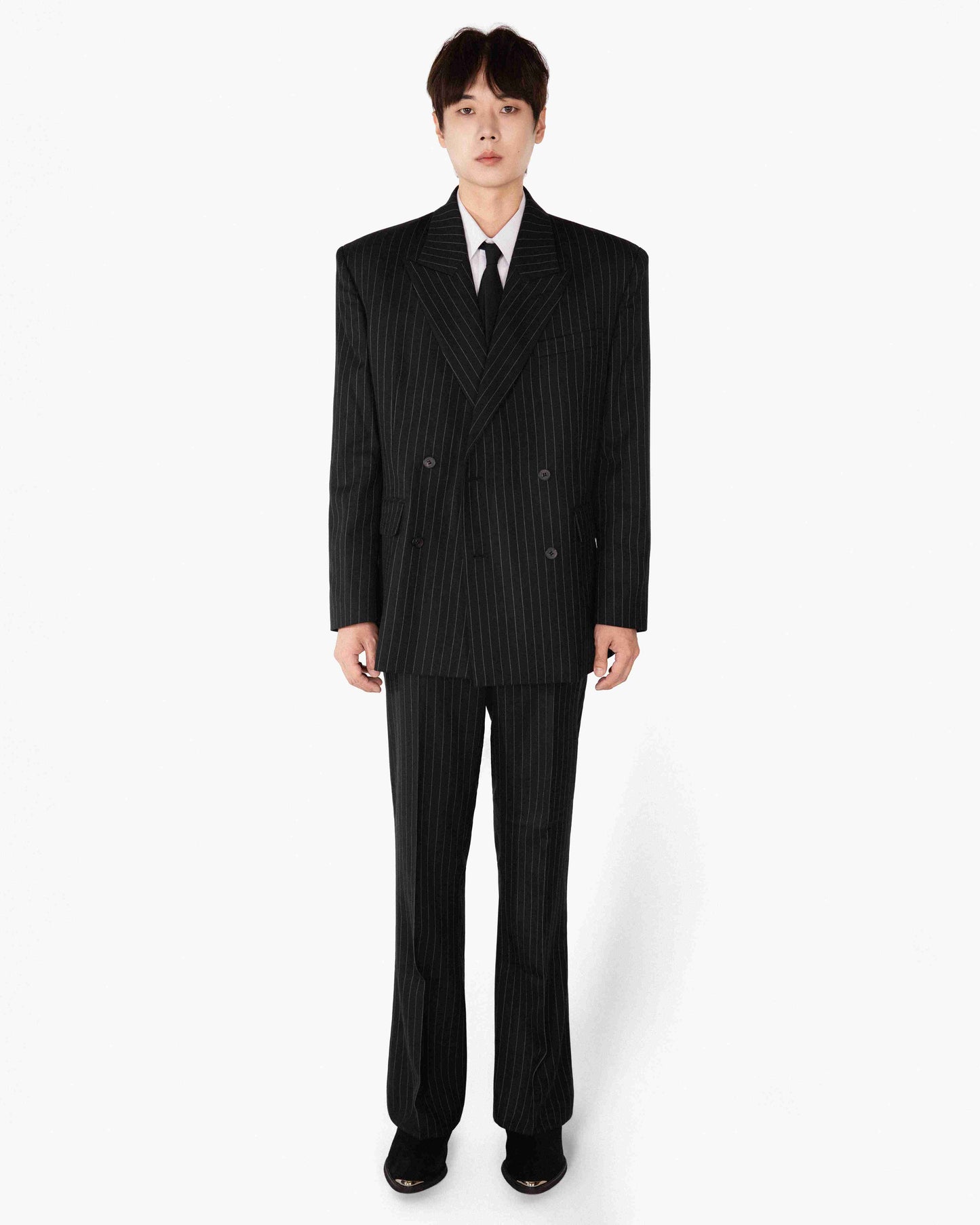 【REVURA レビュ―ラ】SERGE WOOL DOUBLE BREASTED JACKET - BLACK STRIPE