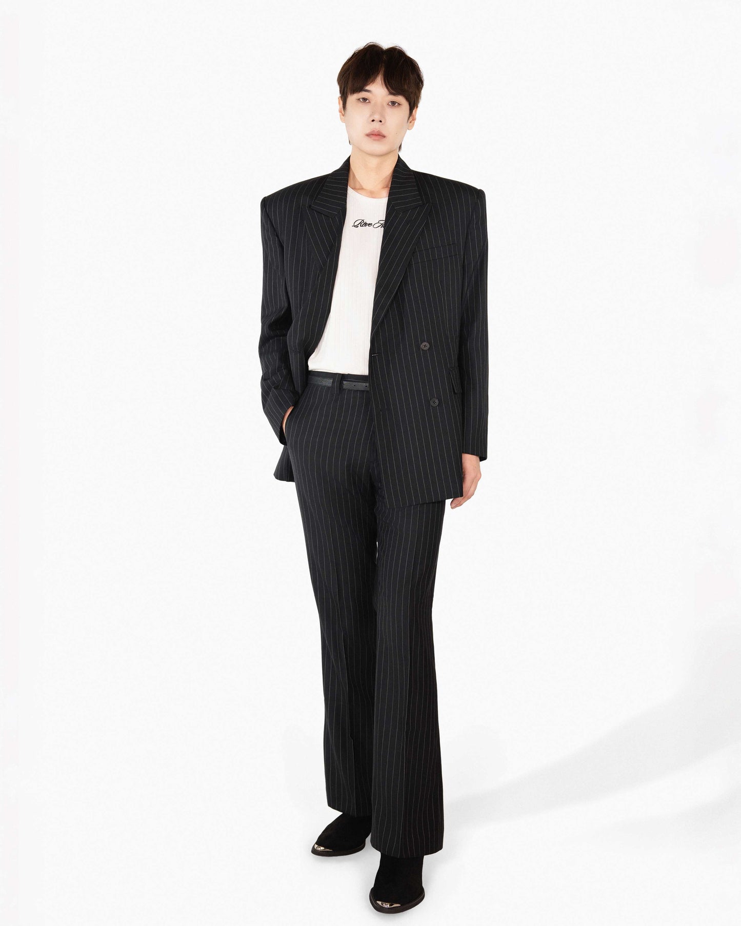 【REVURA レビュ―ラ】SERGE WOOL DOUBLE BREASTED JACKET - BLACK STRIPE