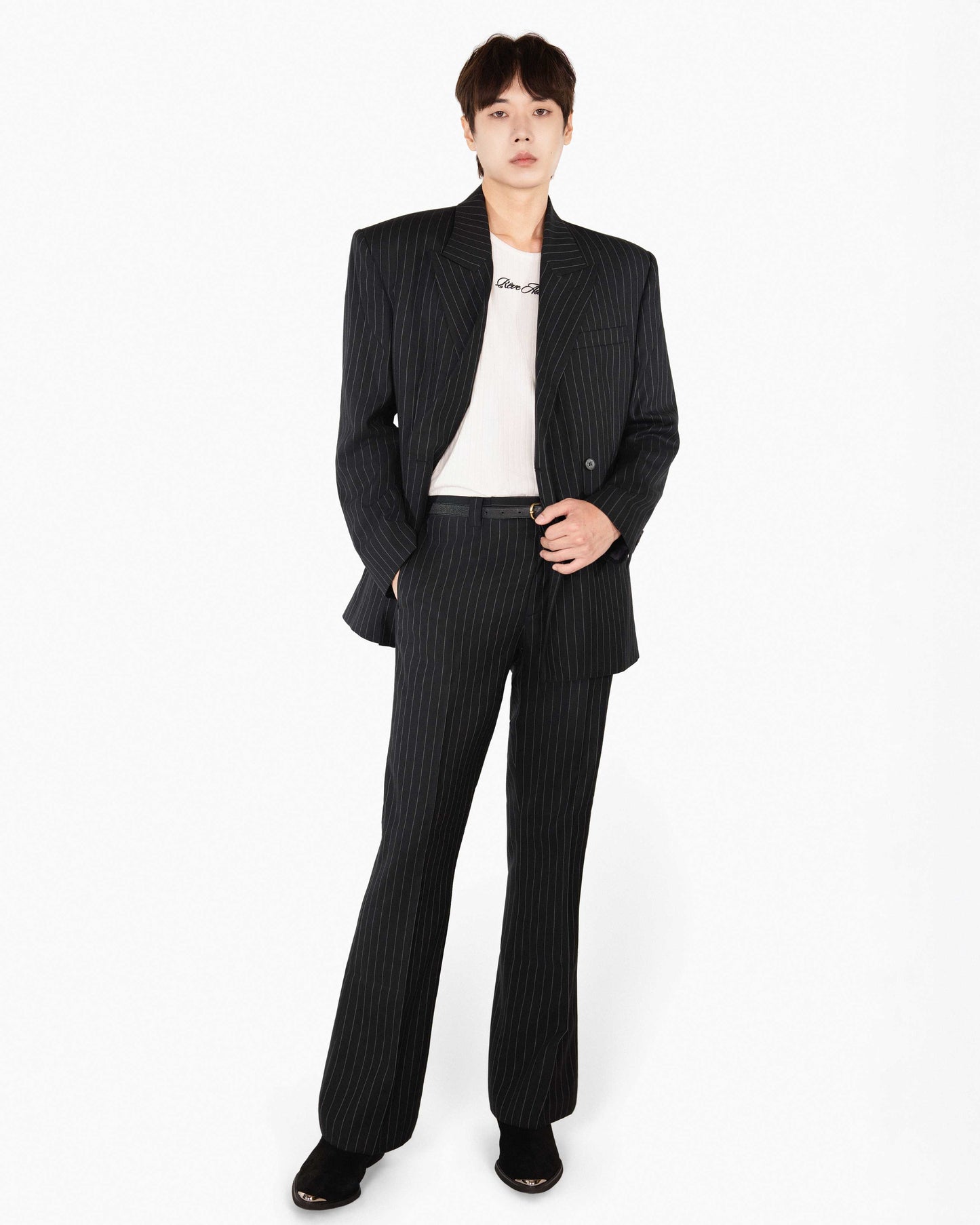 【REVURA レビュ―ラ】SERGE WOOL DOUBLE BREASTED JACKET - BLACK STRIPE