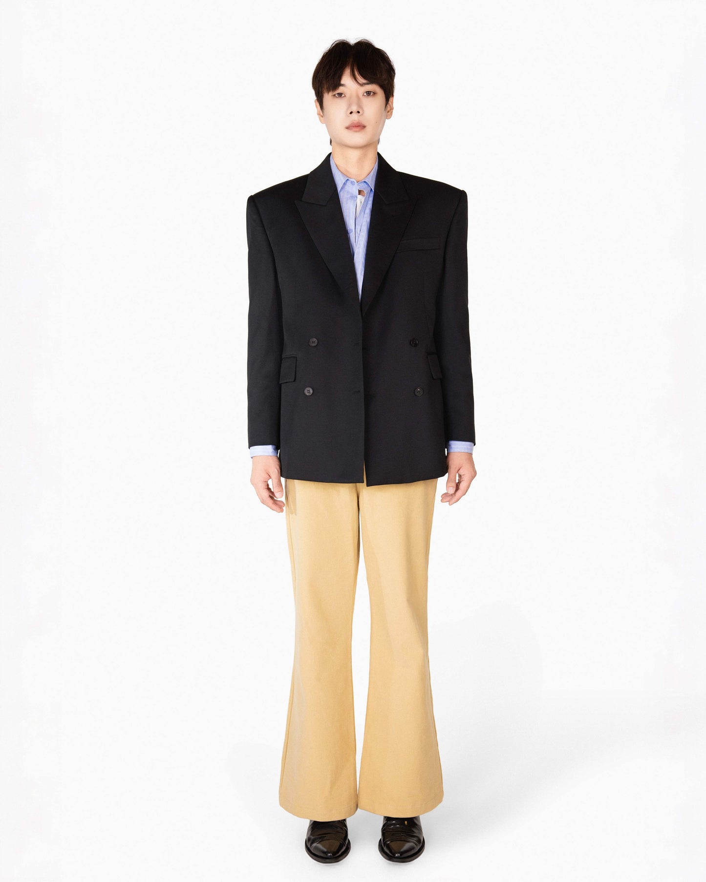 【REVURA レビュ―ラ】SERGE WOOL DOUBLE BREASTED JACKET - BLACK