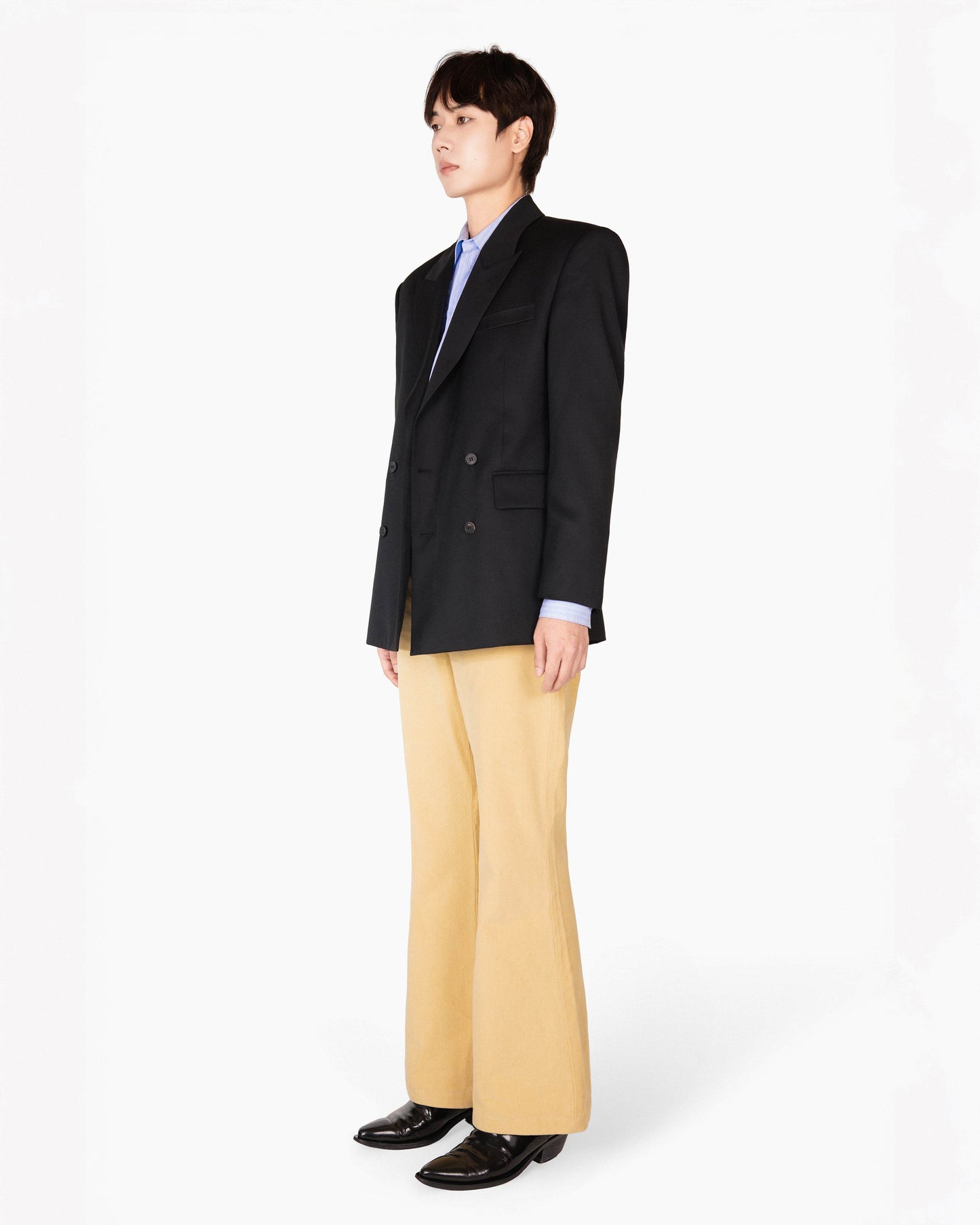 【REVURA レビュ―ラ】SERGE WOOL DOUBLE BREASTED JACKET - BLACK