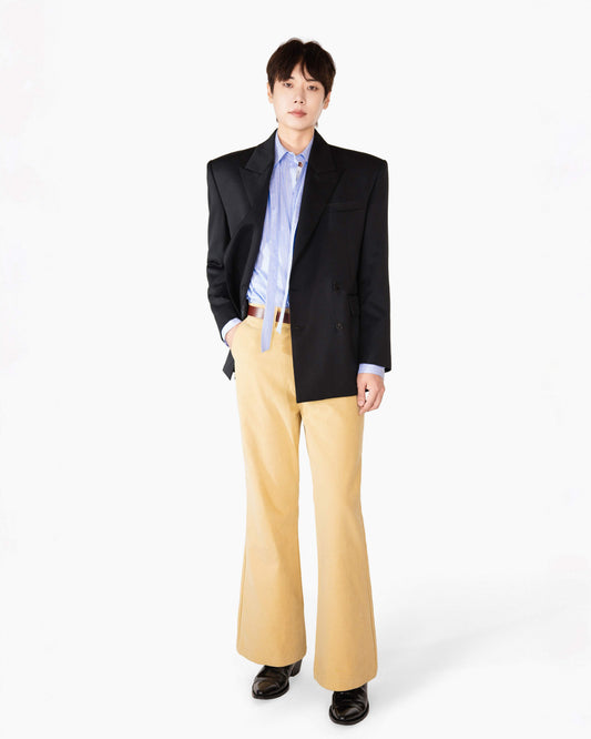 REVURA DROIT FLARED BELL BOTTOM CHINO PANTS - BEIGE