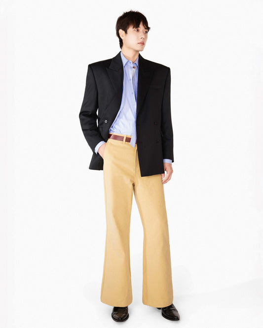REVURA DROIT FLARED BELL BOTTOM CHINO PANTS - BEIGE