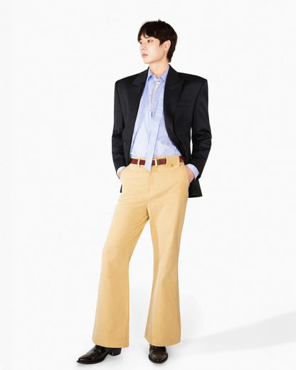 REVURA DROIT FLARED BELL BOTTOM CHINO PANTS - BEIGE