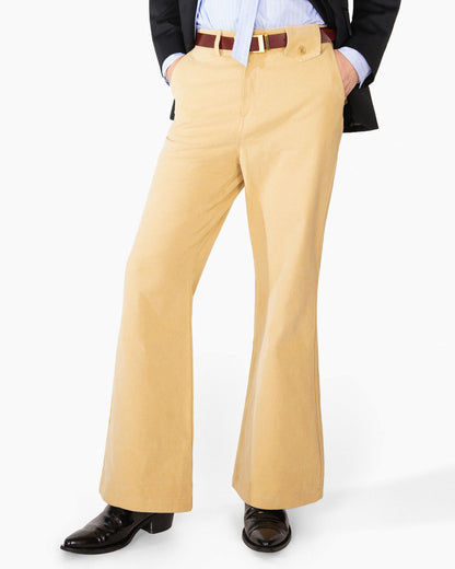 REVURA DROIT FLARED BELL BOTTOM CHINO PANTS - BEIGE