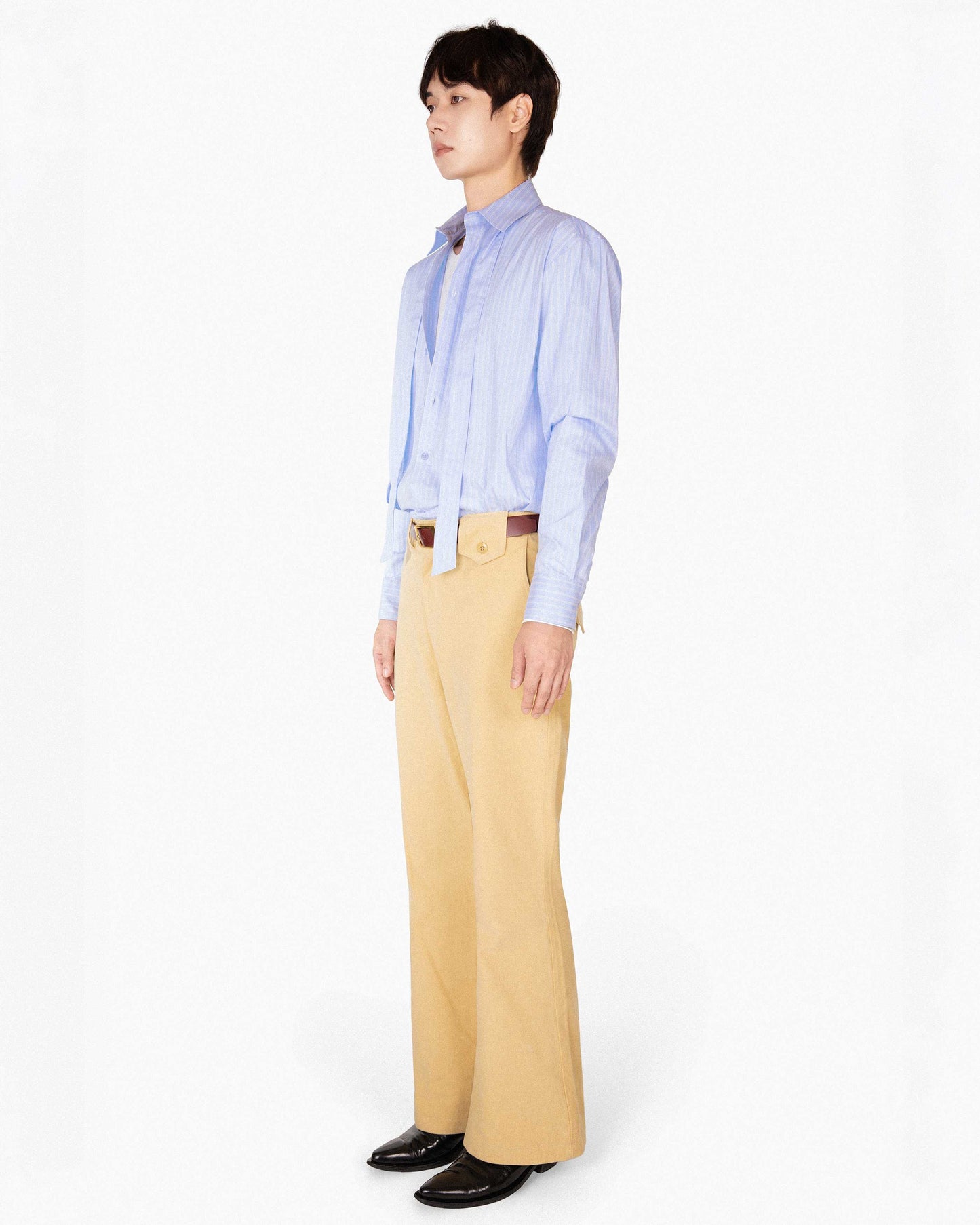 【REVURA レビュ―ラ】BRILLER PIN STRIPE SHIRTS - SKYBLUE