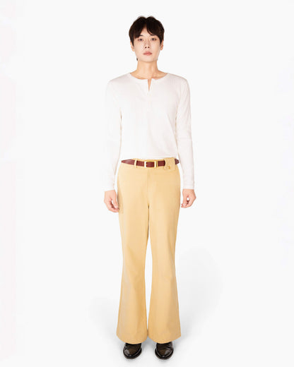 【REVURA レビュ―ラ】RÊVE COTTON MODAL RIBBED HENLEY SHIRTS - IVORY