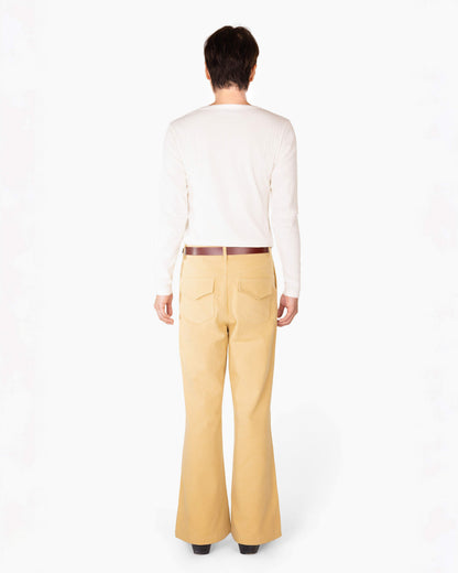 REVURA DROIT FLARED BELL BOTTOM CHINO PANTS - BEIGE