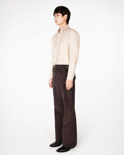 【REVURA レビュ―ラ】BRILLER PIN STRIPE SHIRTS - BROWN
